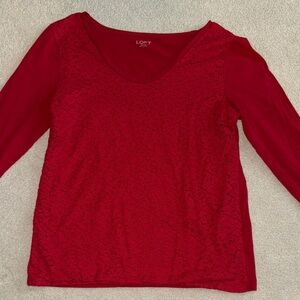 LOFT Red Lace Blouse